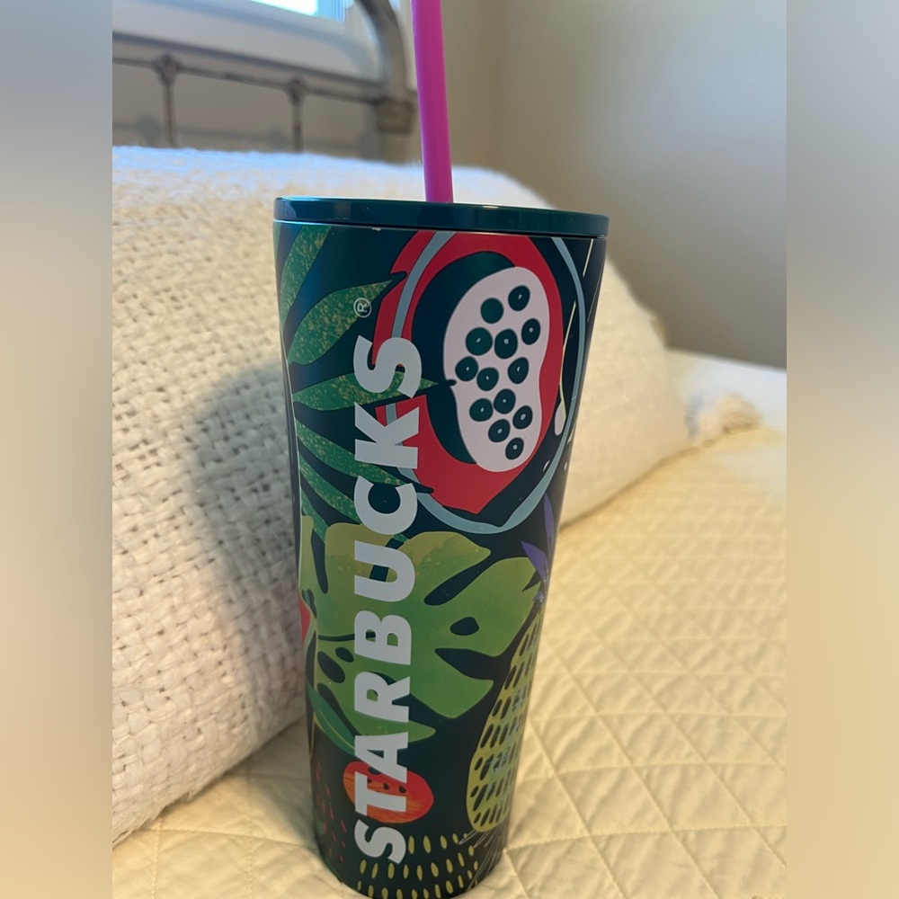 Starbucks Hawaii Collection Palm Leaf Tropical Fruit Stainless Steel Tumbler